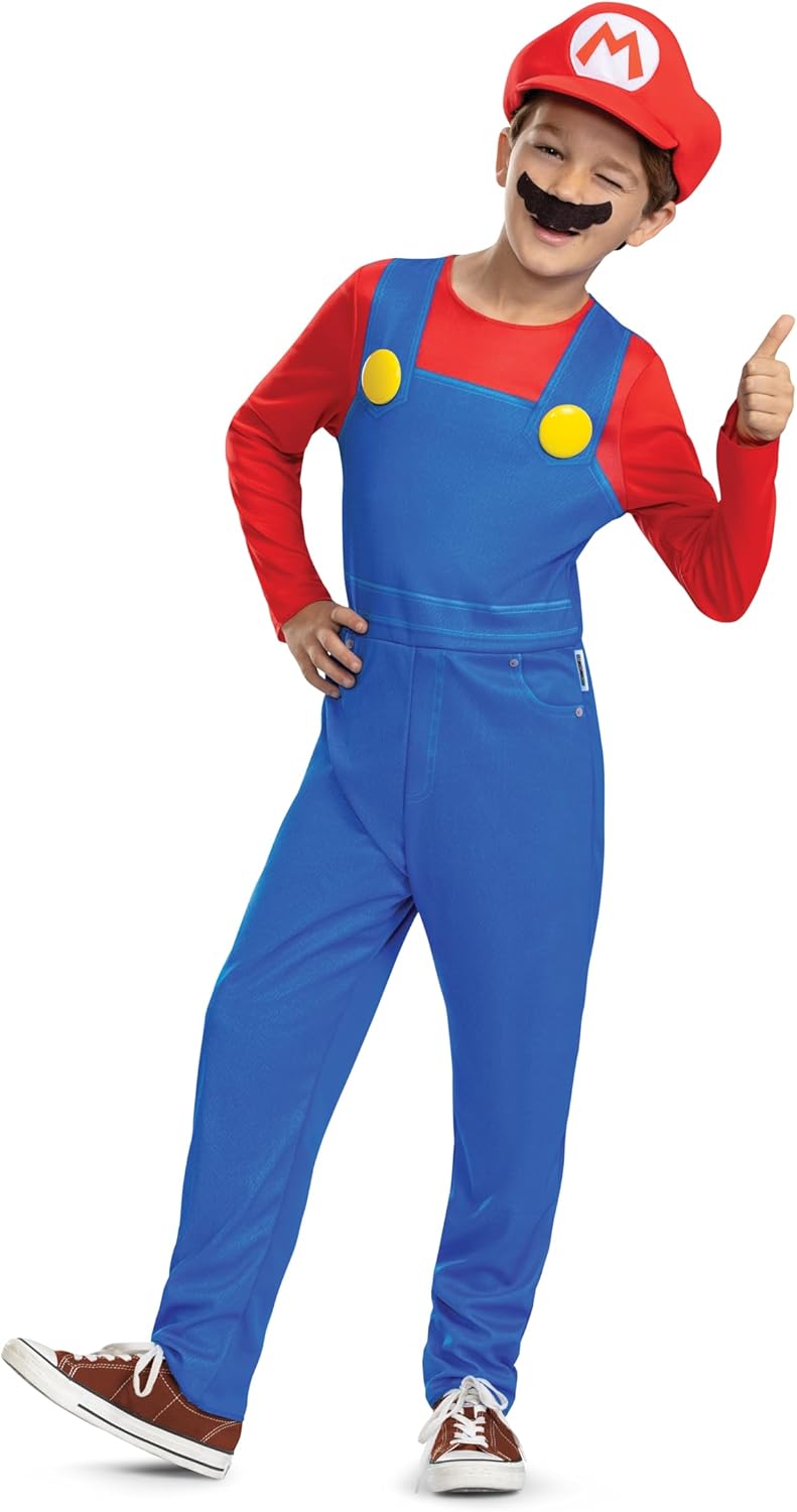 official Super Mario costume for boys with hat and mustache