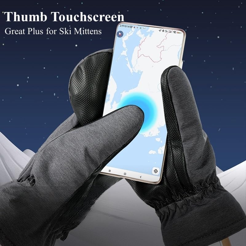 JJZS Waterproof Ski Mitten for Winter