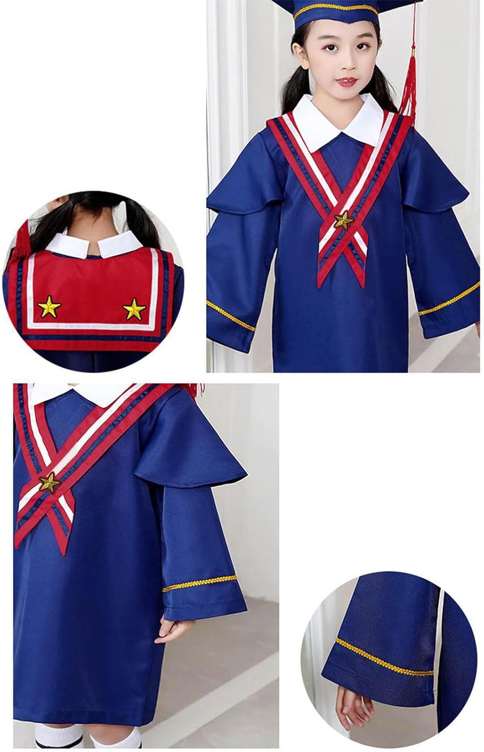 Preschool Kindergarten Graduation Gown Cap Set with Tassel Sash