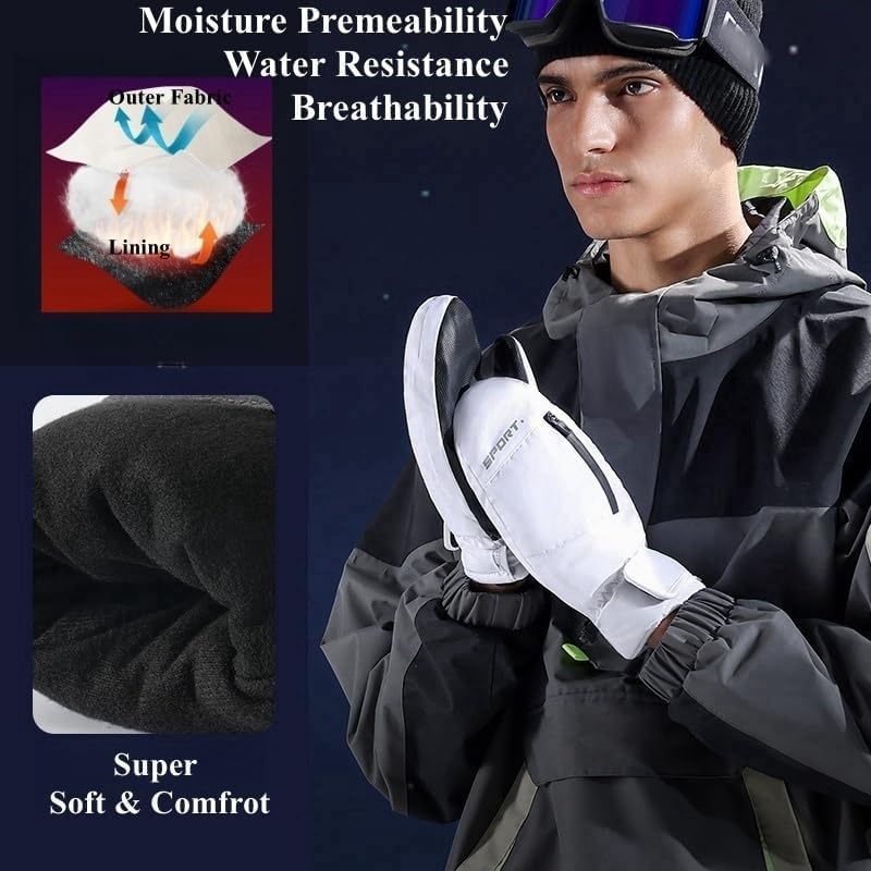 JJZS Waterproof Ski Mitten for Winter
