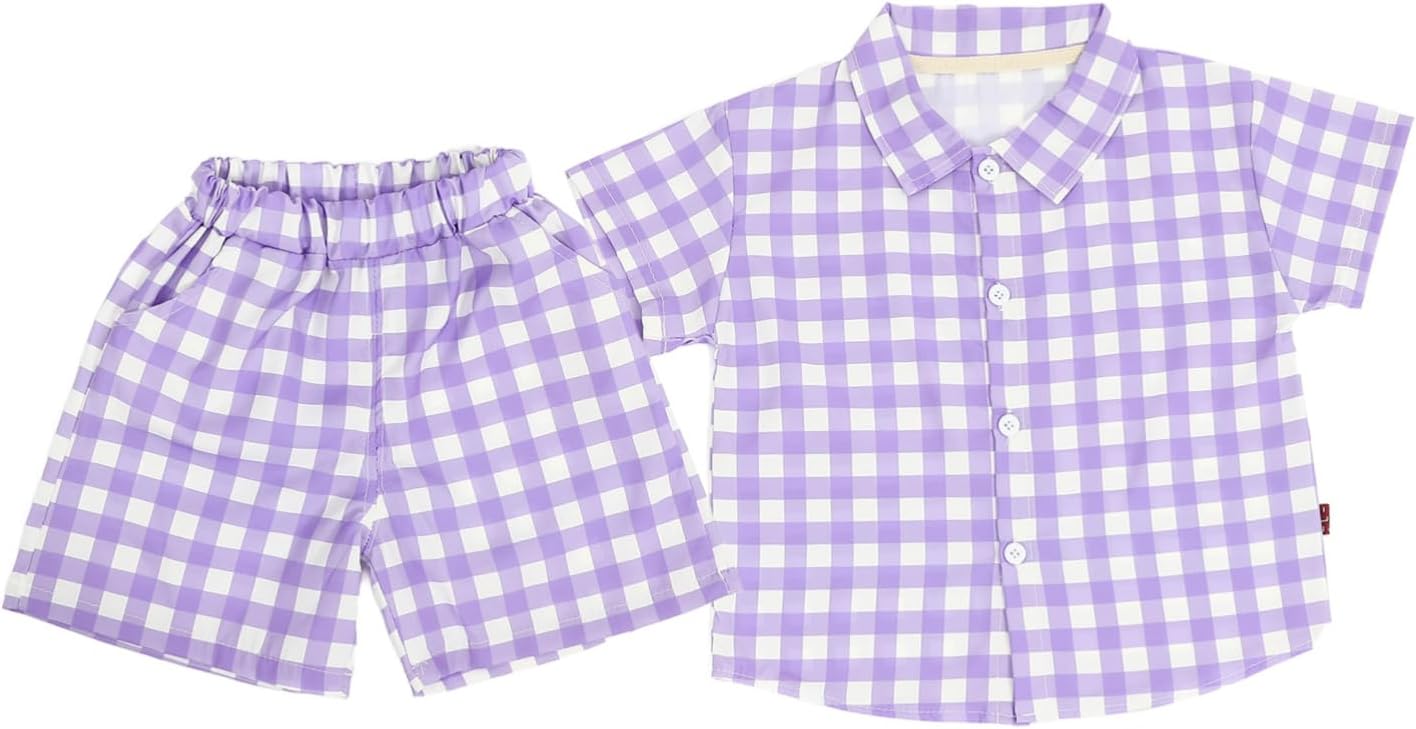 Festive and Trendy Plaid Summer Costume Set for Boys