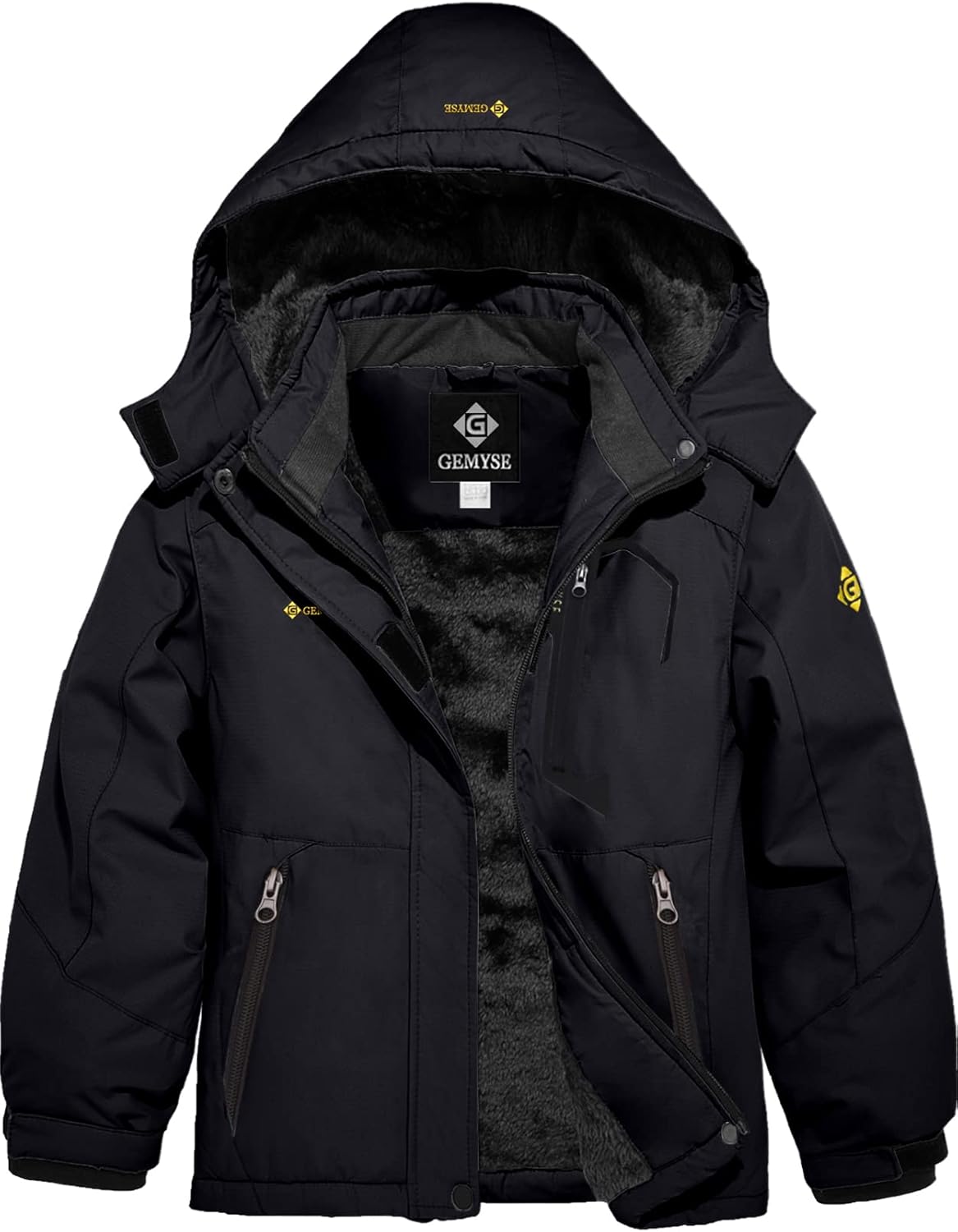 GEMYSE Girls Waterproof Ski Snow Jacket Fleece Windproof Winter Jacket with Hood