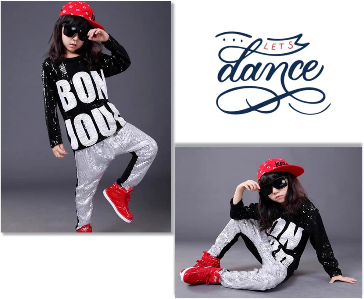 LOLANTA Kids Dance Costumes Boys Girls 80s 90s Sequin Outfits
