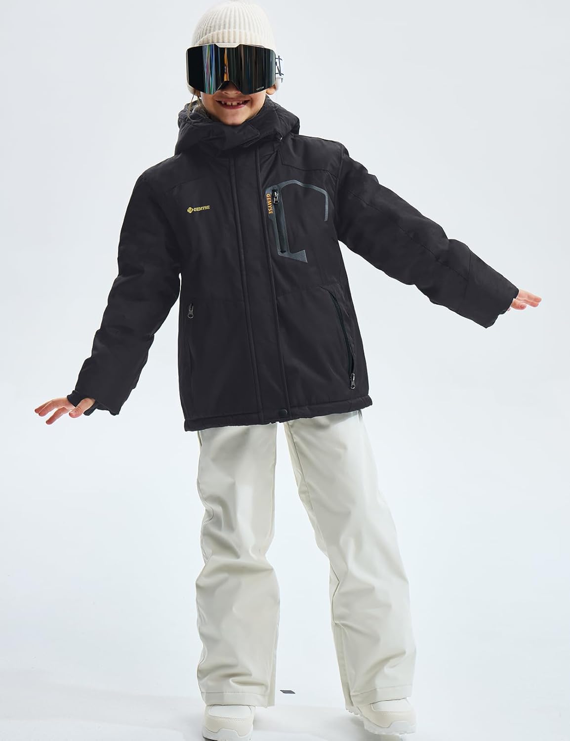 GEMYSE Girls Waterproof Ski Snow Jacket Fleece Windproof Winter Jacket with Hood