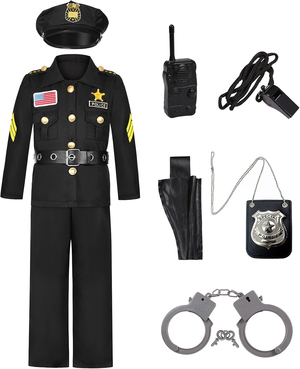 Frekuyrt Kids Police Costume Set for Boys Girls Halloween Costume
