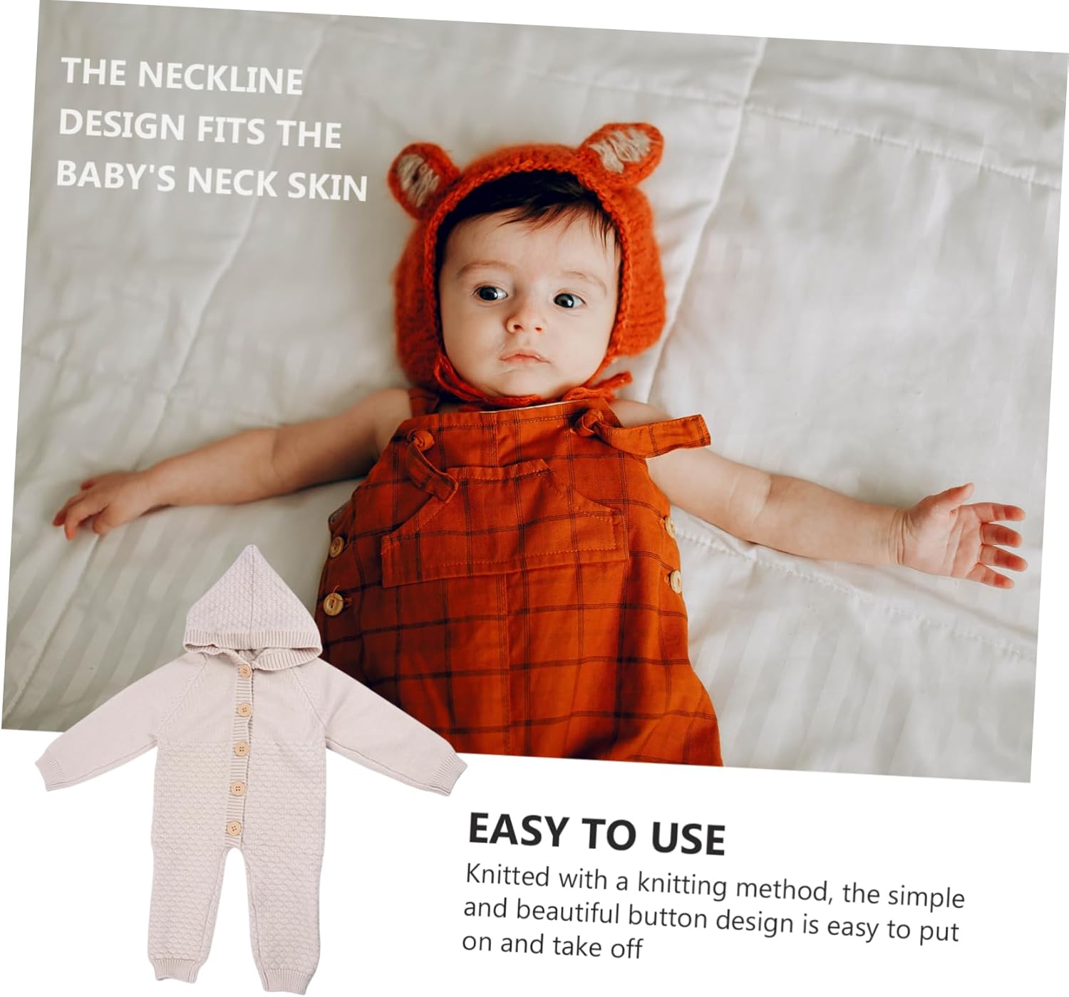 Newborn Baby Boy Romper Long Sleeve Jumpsuit with Hat