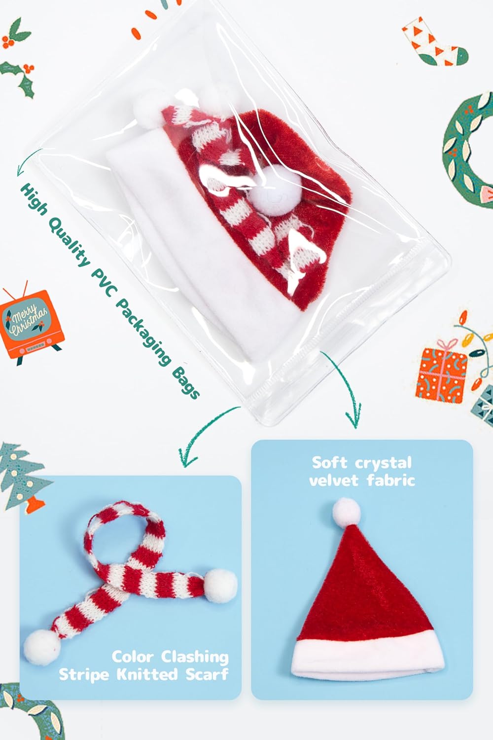 Eilik Robot Costume Set with Santa Hat and Scarf