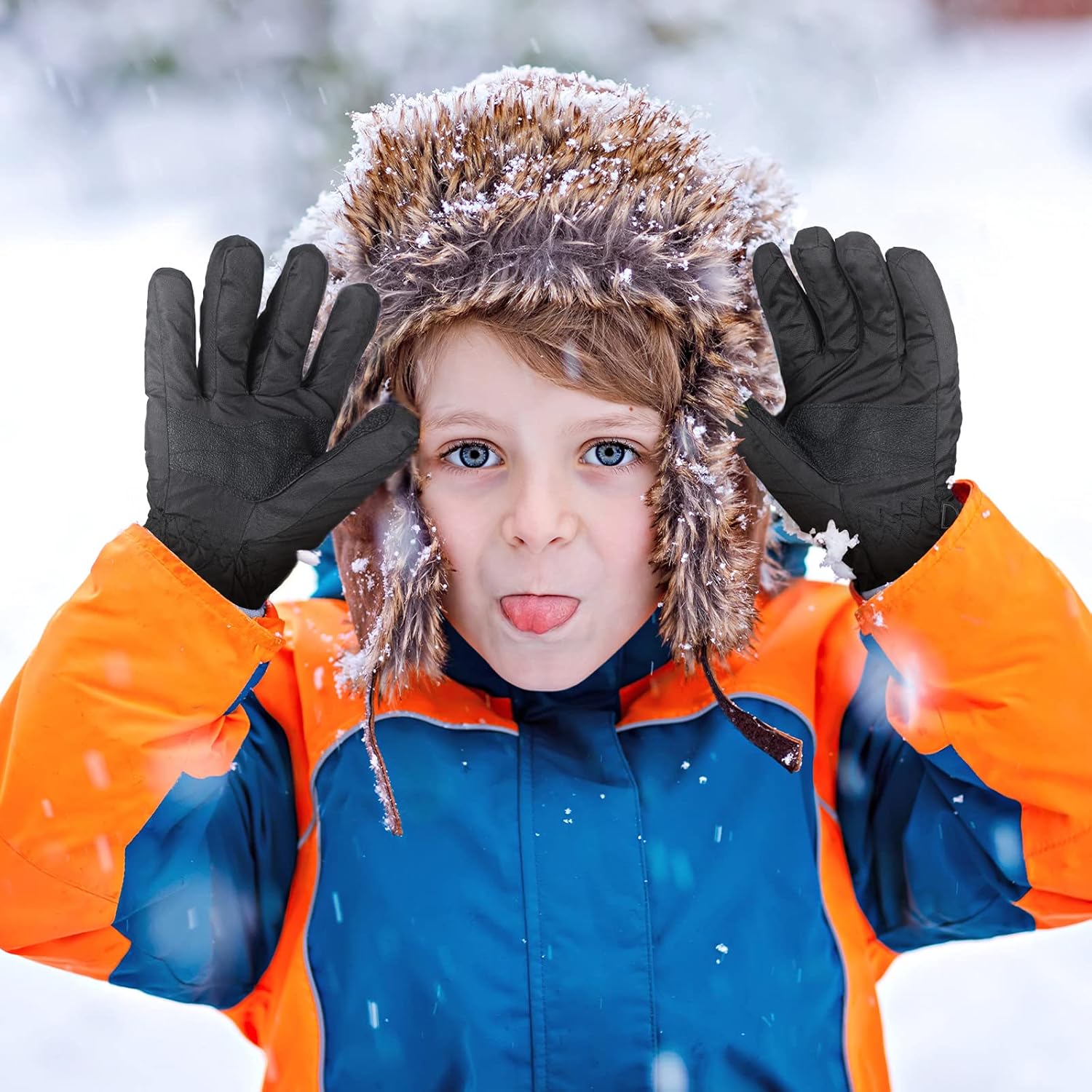 Geyoga Snow Gloves for Kids equipe geomtrica