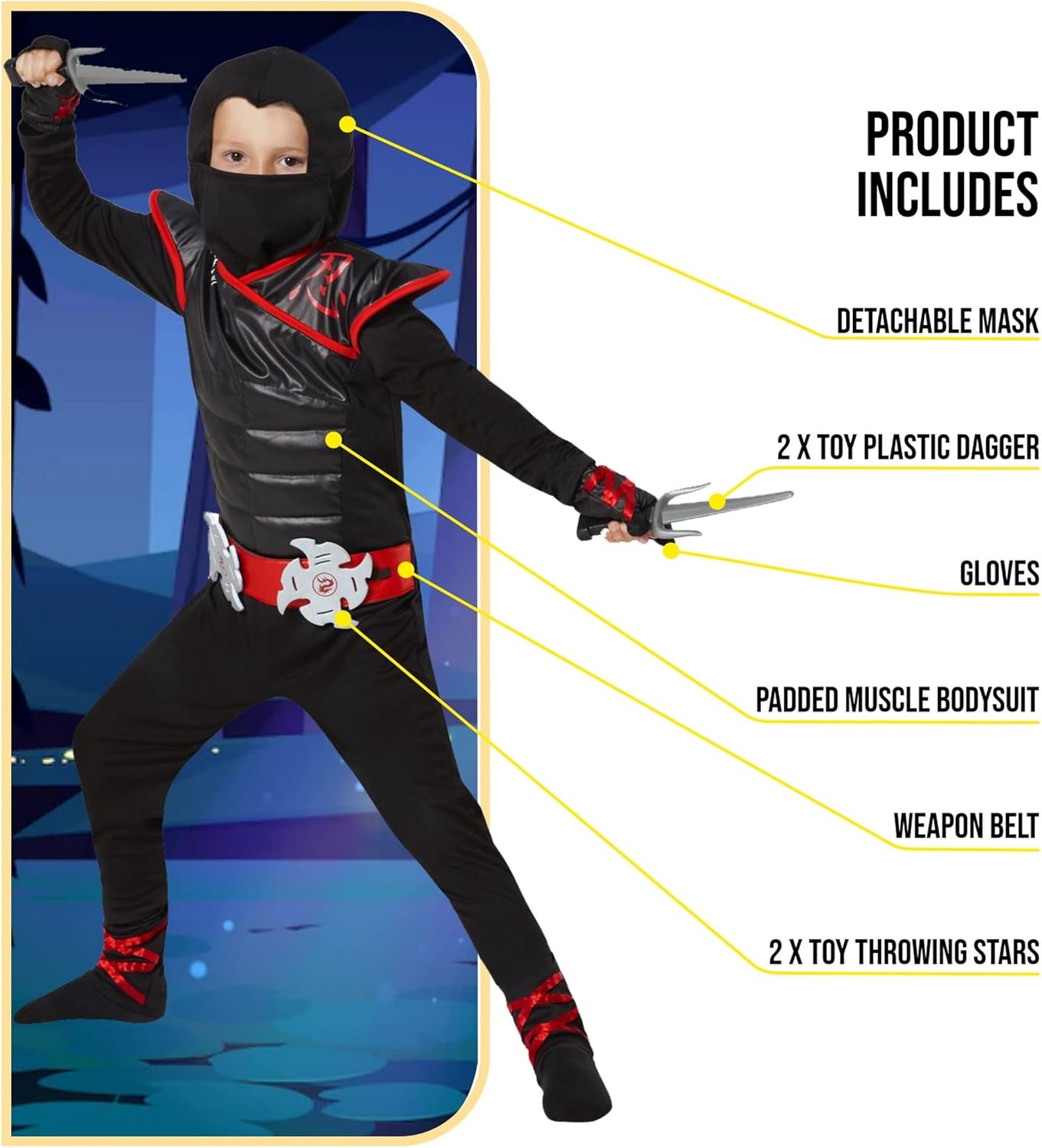 Morph Kids Ninja Costume - Boys Outfit with Mask for Halloween