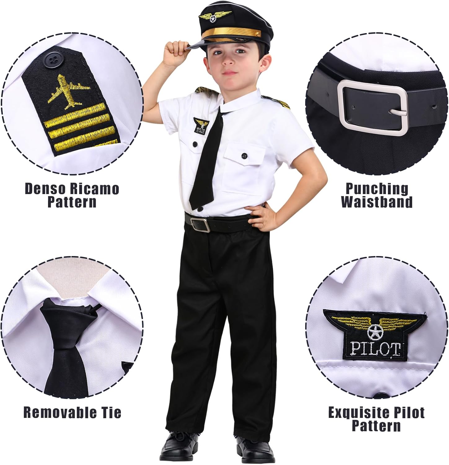 Tacobear Kids Pilot Costume Set Halloween Captain America Costume Accessories
