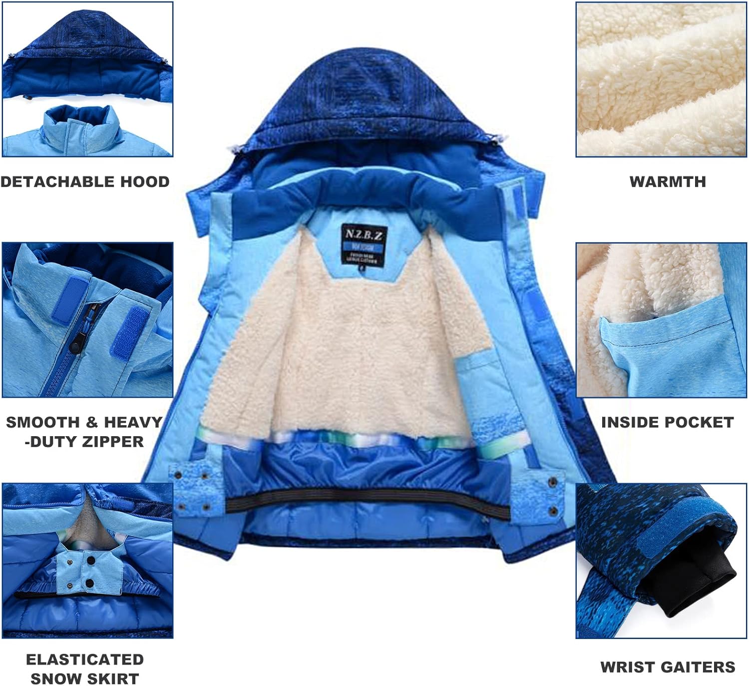 HOTIAN Boys Ski Jacket and Snow Pants Set