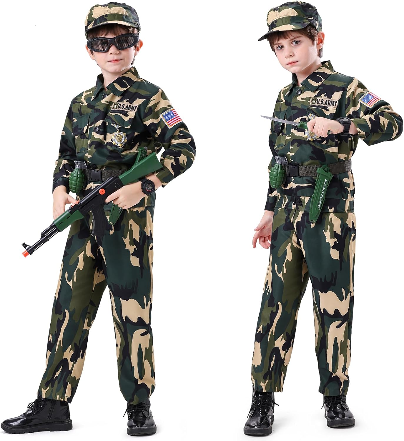 14-Piece Army Costume Set for Kids with Accessories