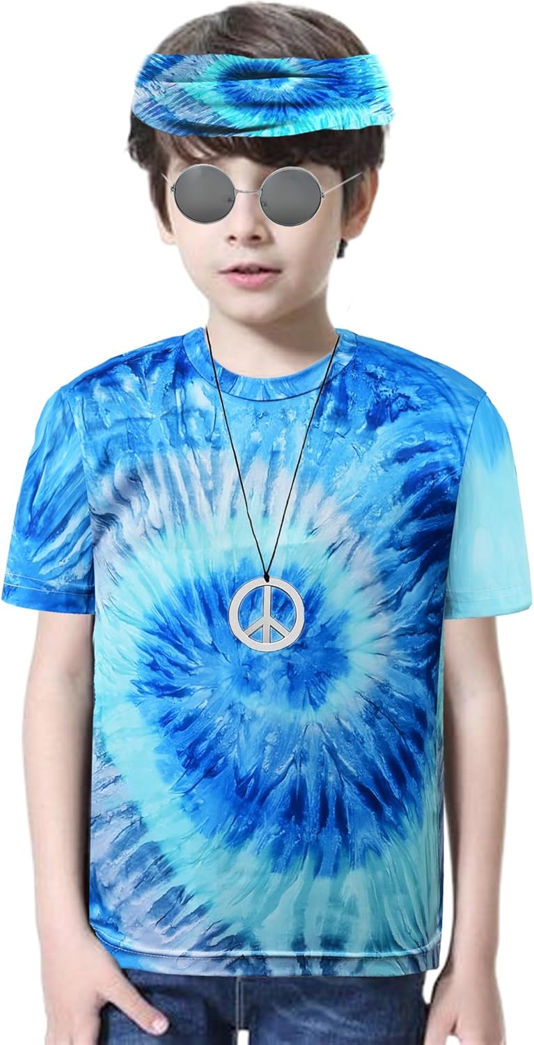 Boys 60s and 70s Hippie costume access - t-shirt set for party