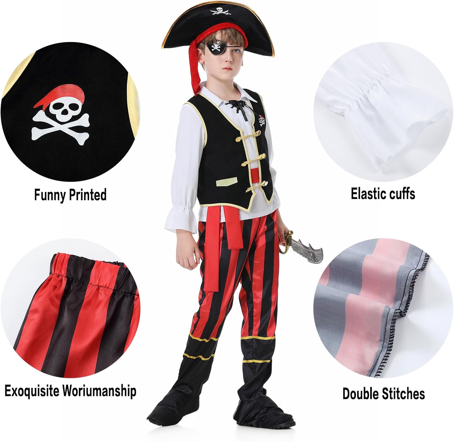 YuDanae Pirate Kids Costume Set