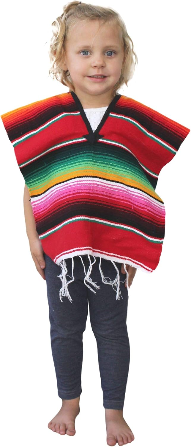 Del Mex Youth Kids Toddler Mexican Serape Poncho Costume