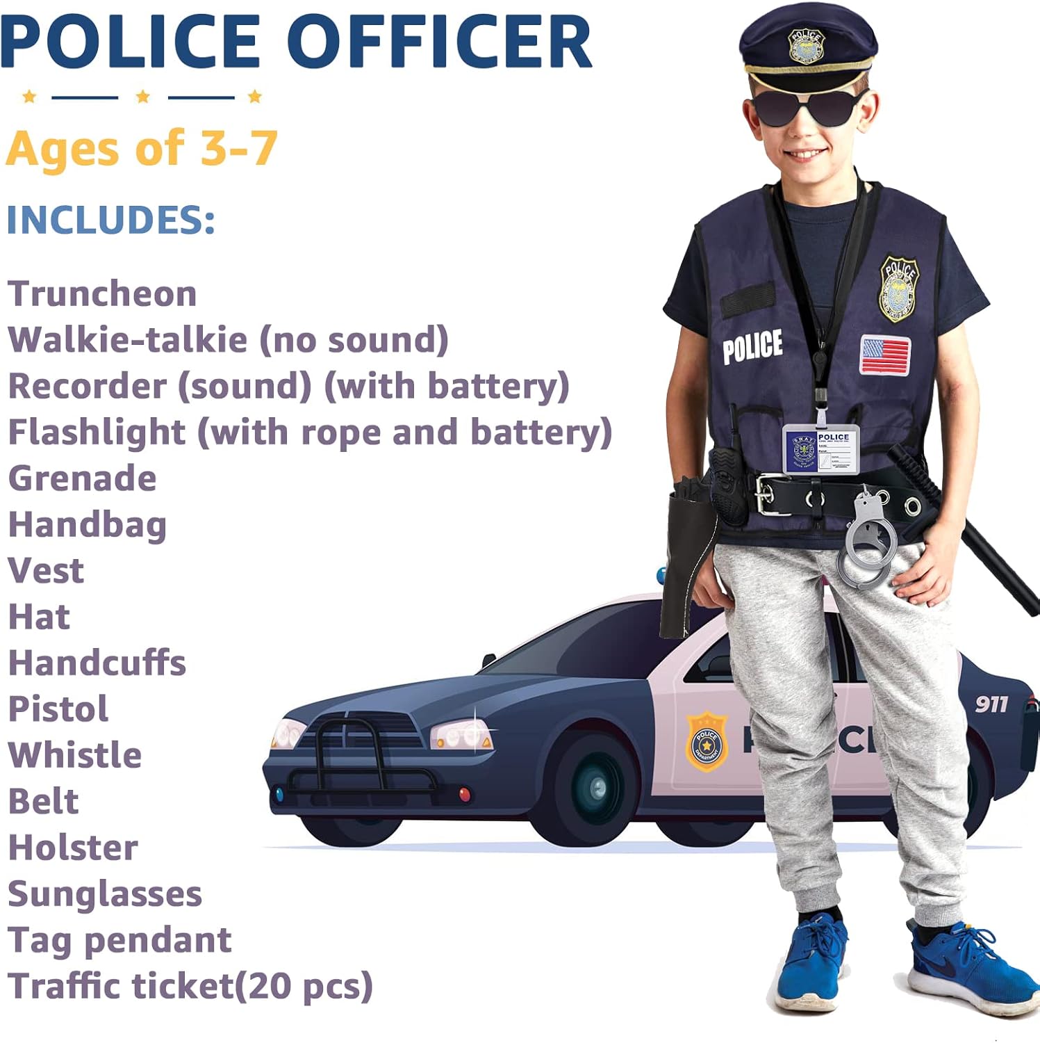 Police Officer Kids Costume Accessories Set