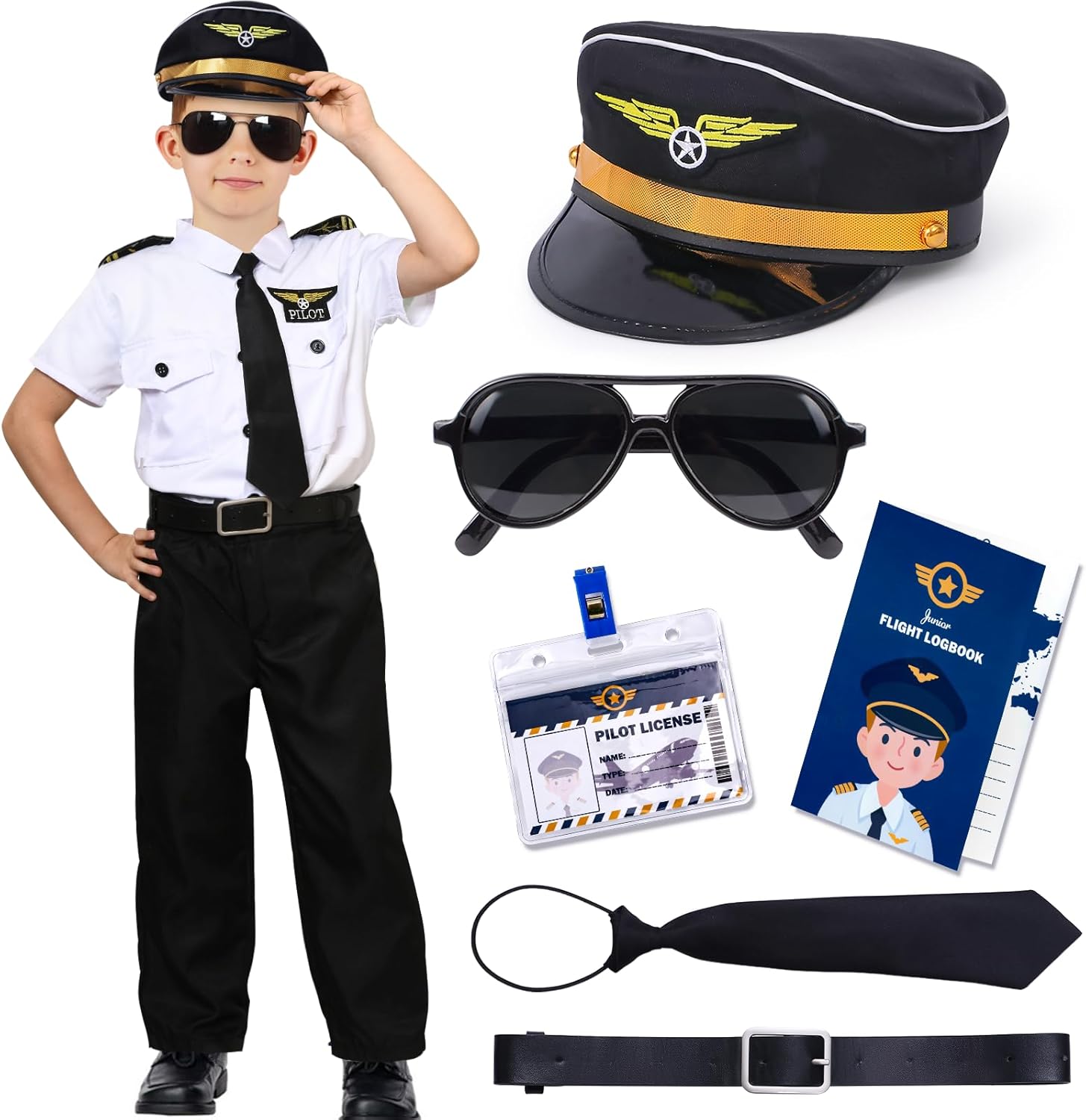 Tacobear Kids Pilot Costume Set Halloween Captain America Costume Accessories