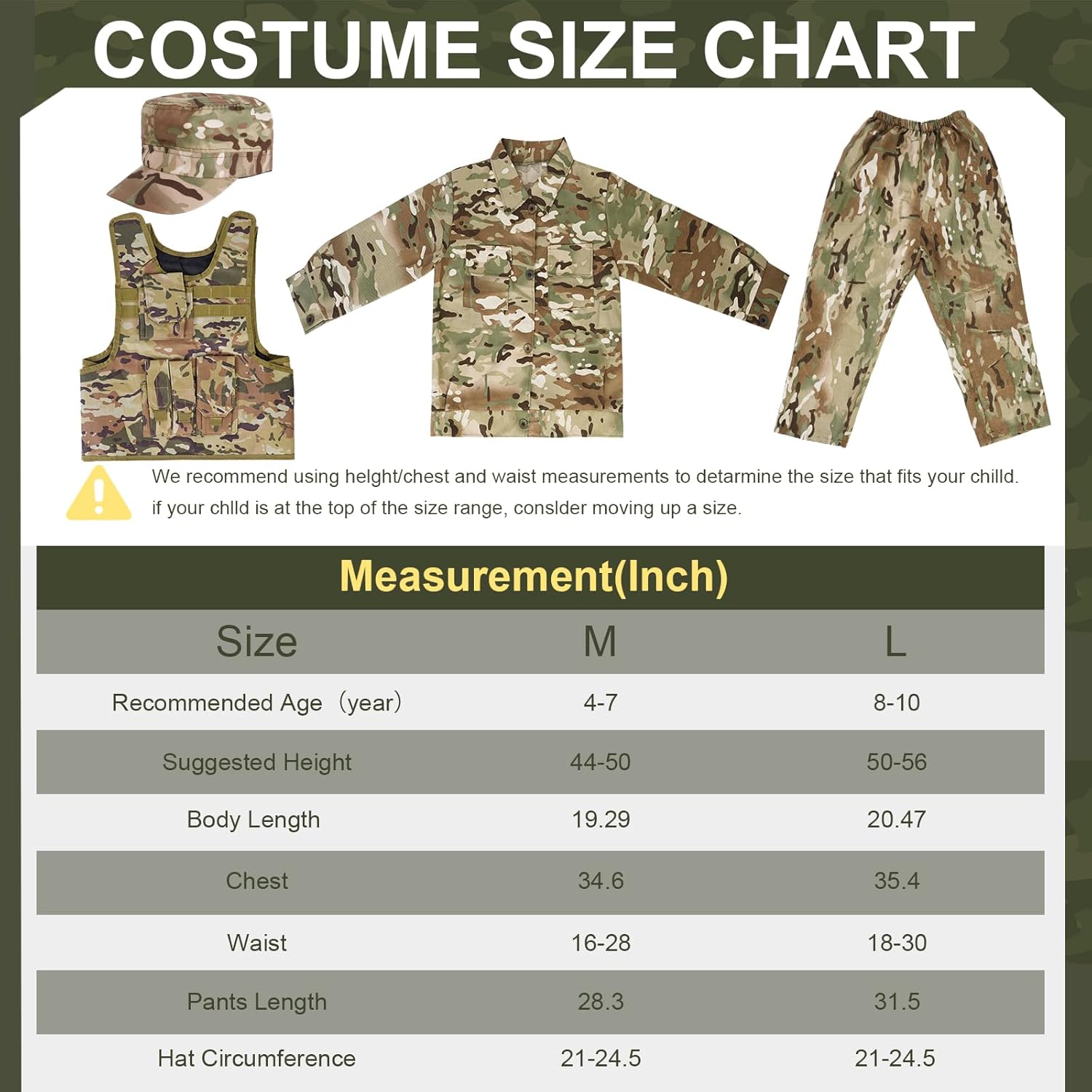 Army Costume Kids Tactical Camouflage