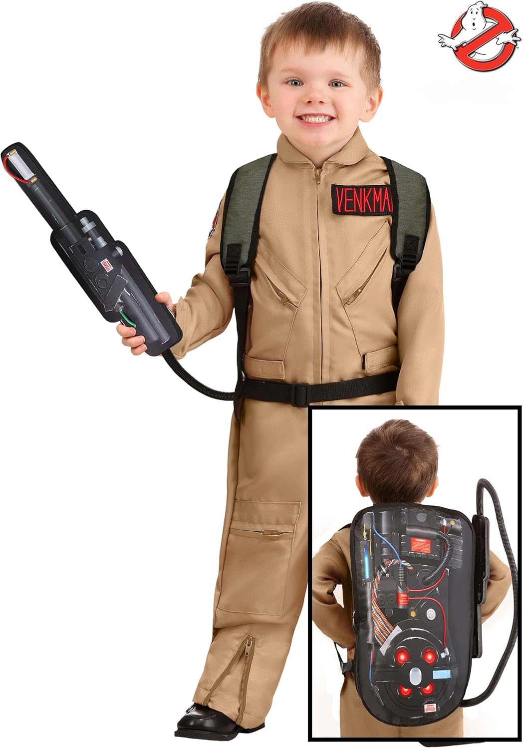 Fun Costumes Ghostbusters Jumpsuit for Toddlers with Proton Pack Backpack and Wand