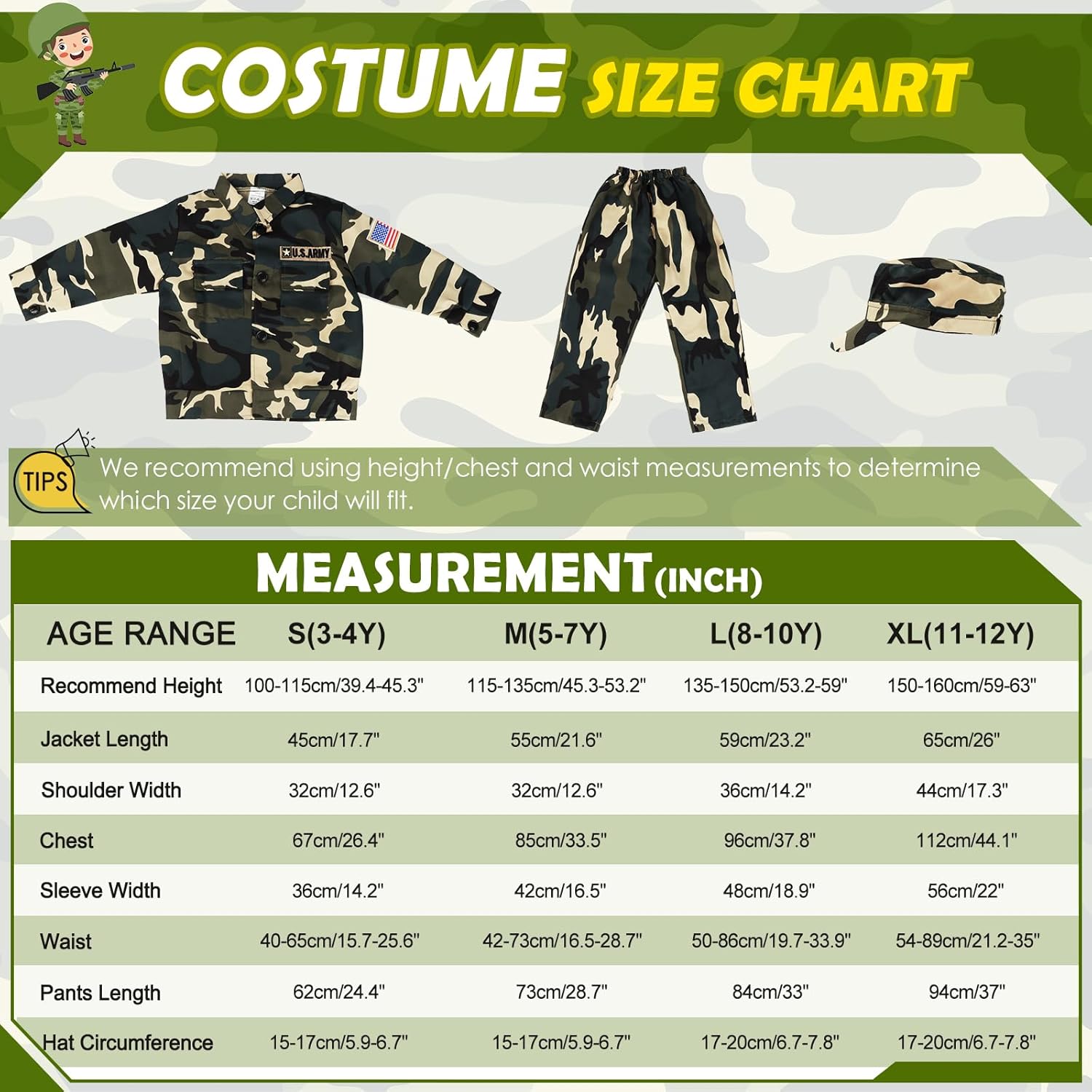 14-Piece Army Costume Set for Kids with Accessories