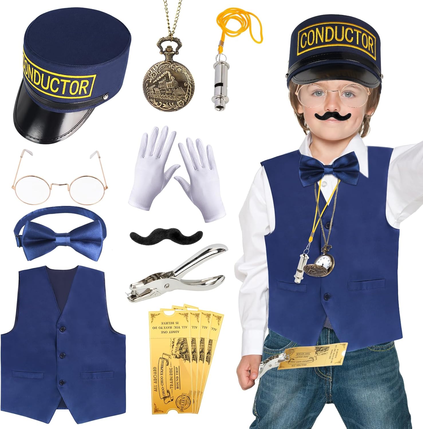 Kyson Train Conductor Costume 21Pcs Express Engineer Set