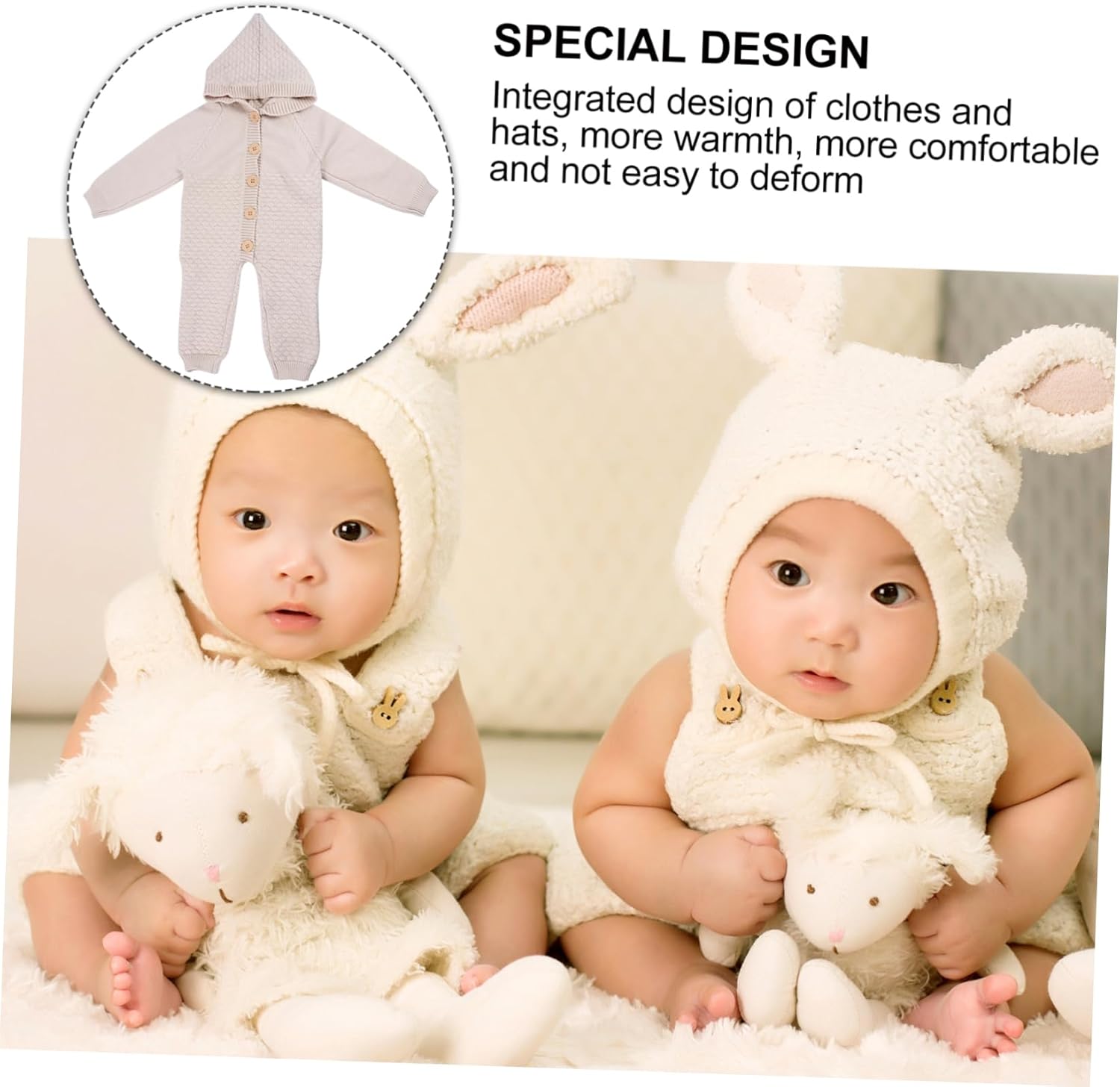 Newborn Baby Boy Romper Long Sleeve Jumpsuit with Hat