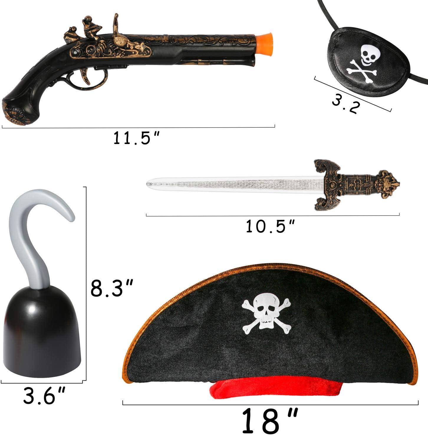 PROLOSO Pirate Costume Accessory for Kids Halloween