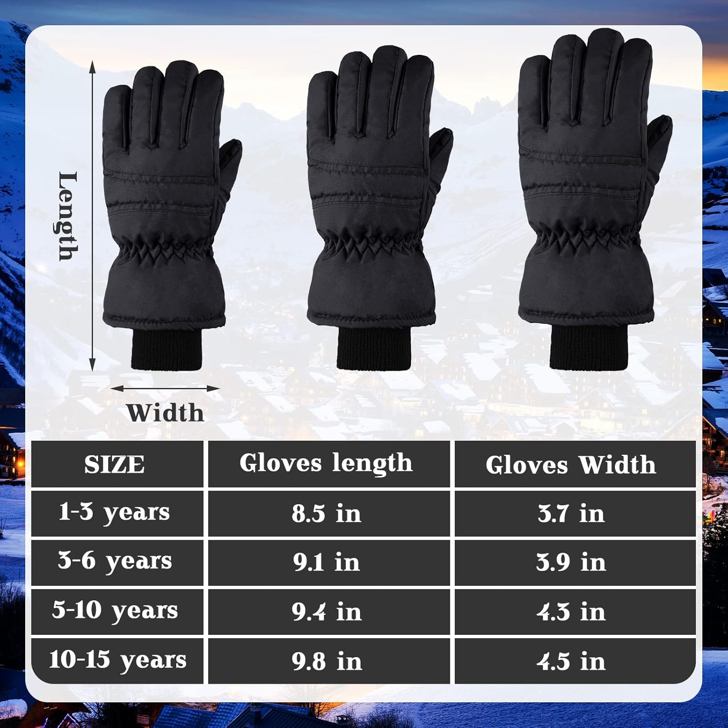 Geyoga Snow Gloves for Kids equipe geomtrica