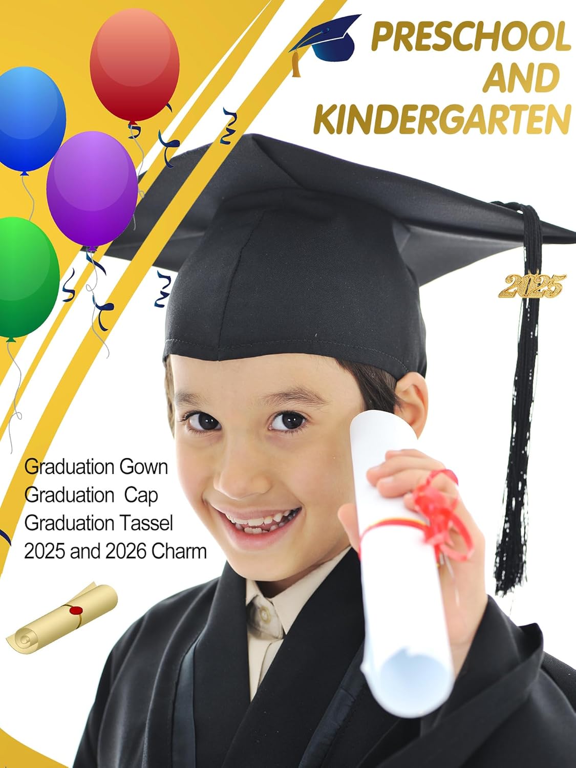 Geyoga Preschool Graduation Gown and Cap Set