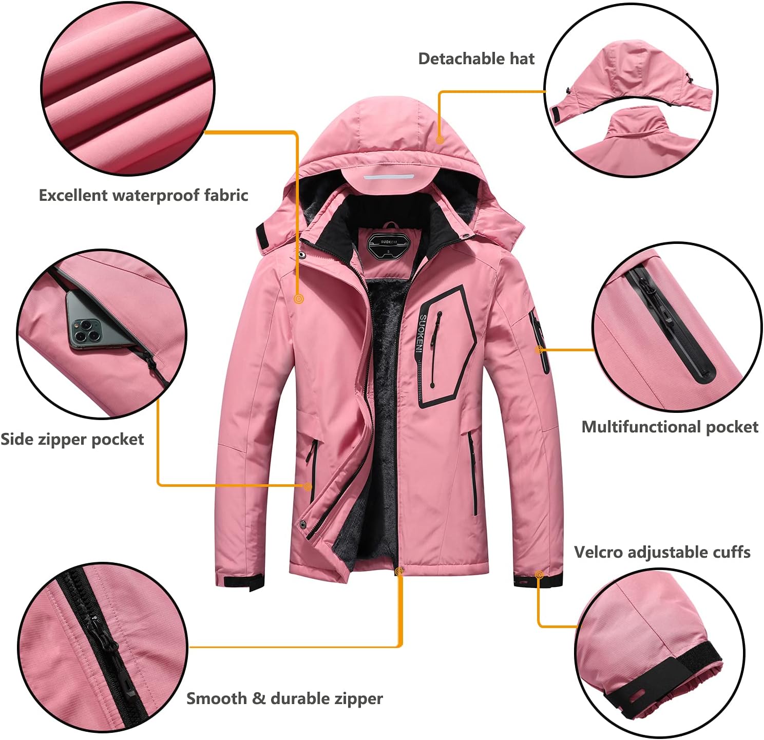 SUOKENI Womens Waterproof Winter Coating