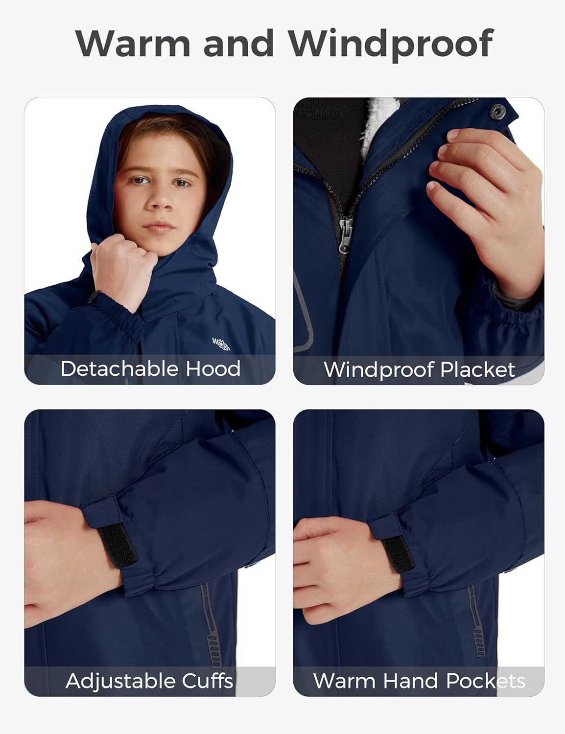 Wantdo Boys 3-in-1 Ski Jacket Waterproof Warm