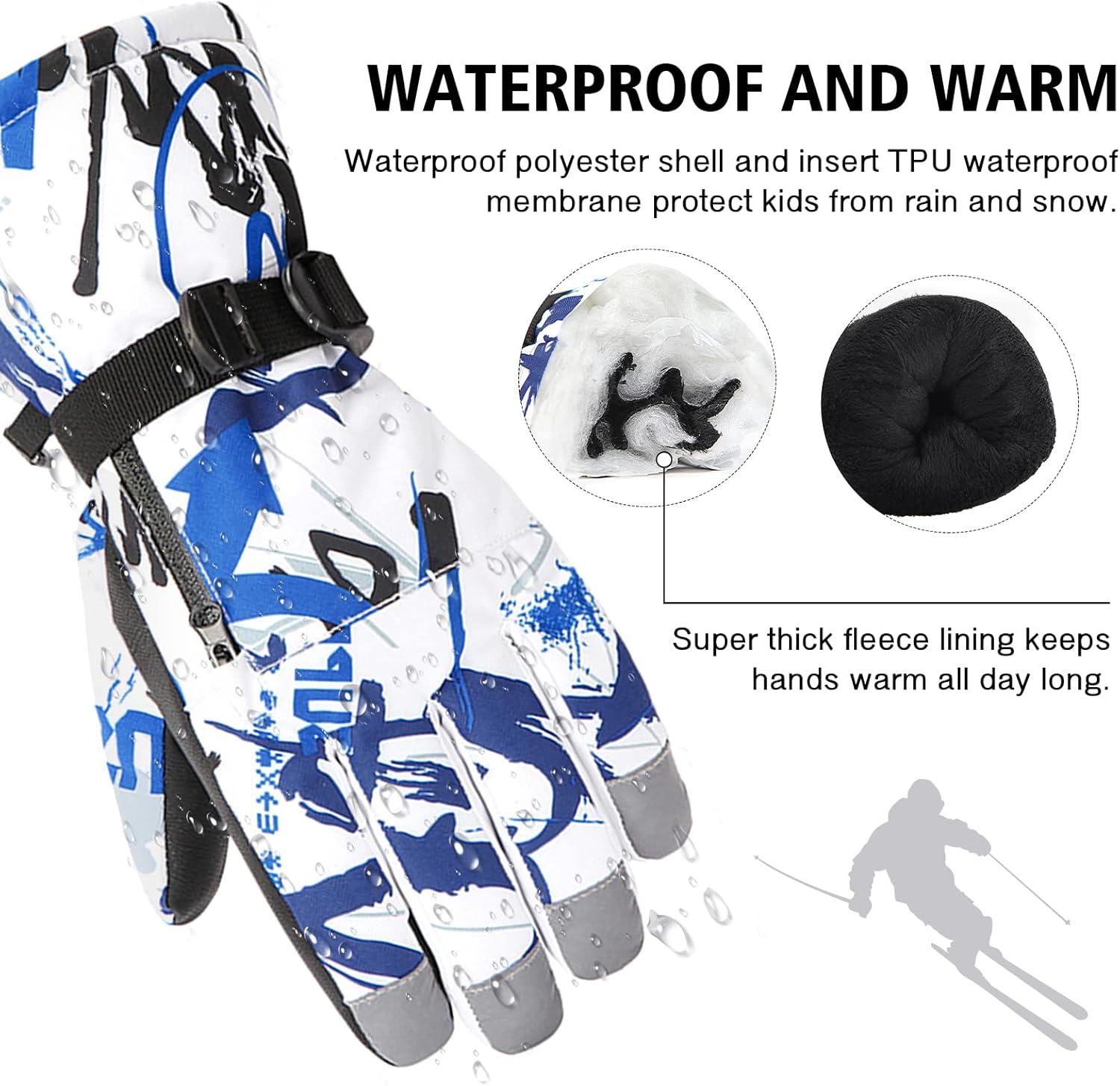 American Trends Waterproof Winter Gloves with Fleece Lining