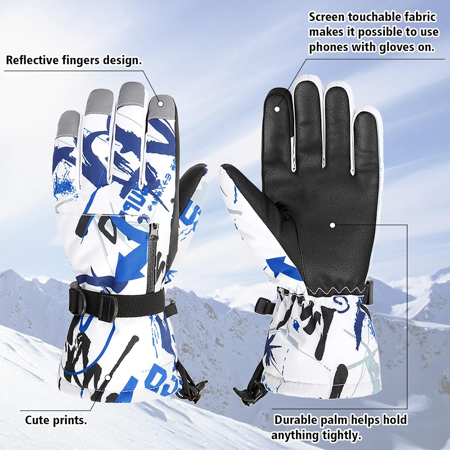 American Trends Waterproof Winter Gloves with Fleece Lining