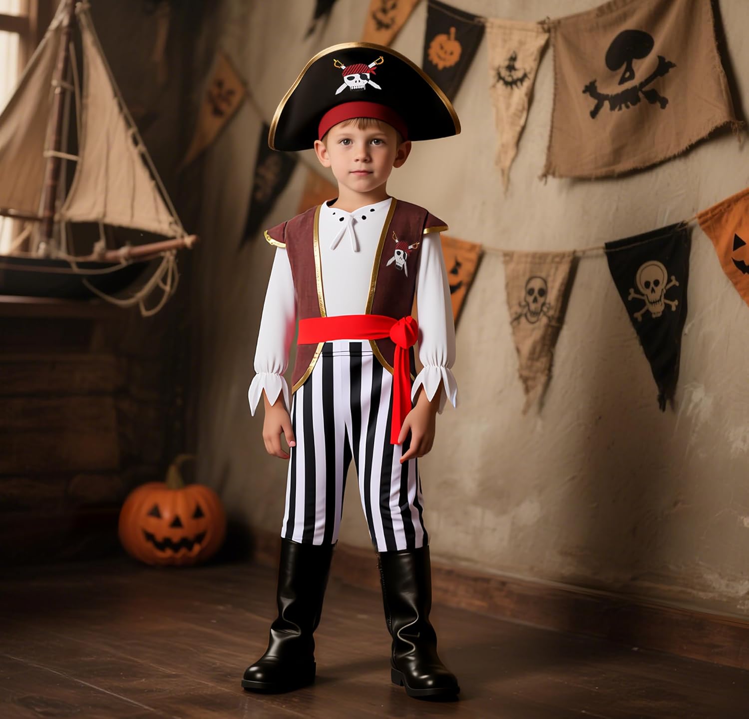 Boys Pirate Costume - Halloween Party Dress Up