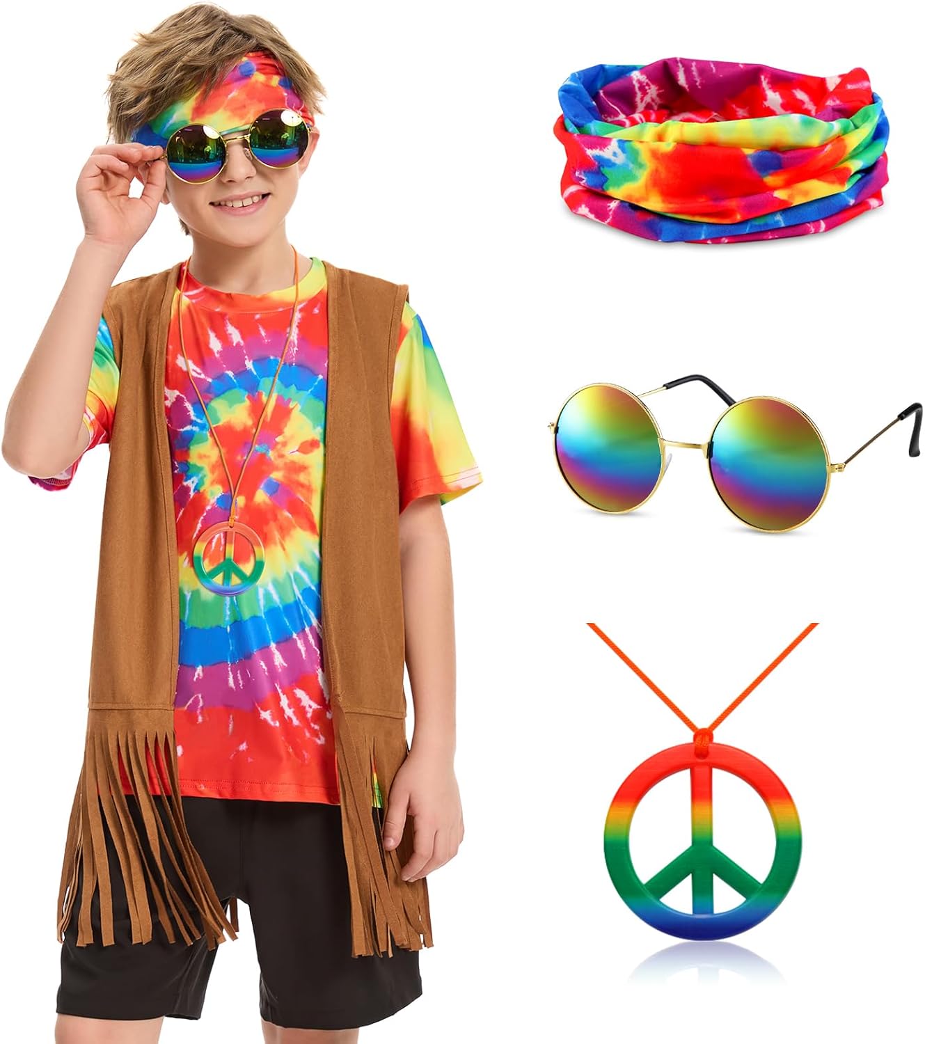70s Boys Hippie Party Costumes Set