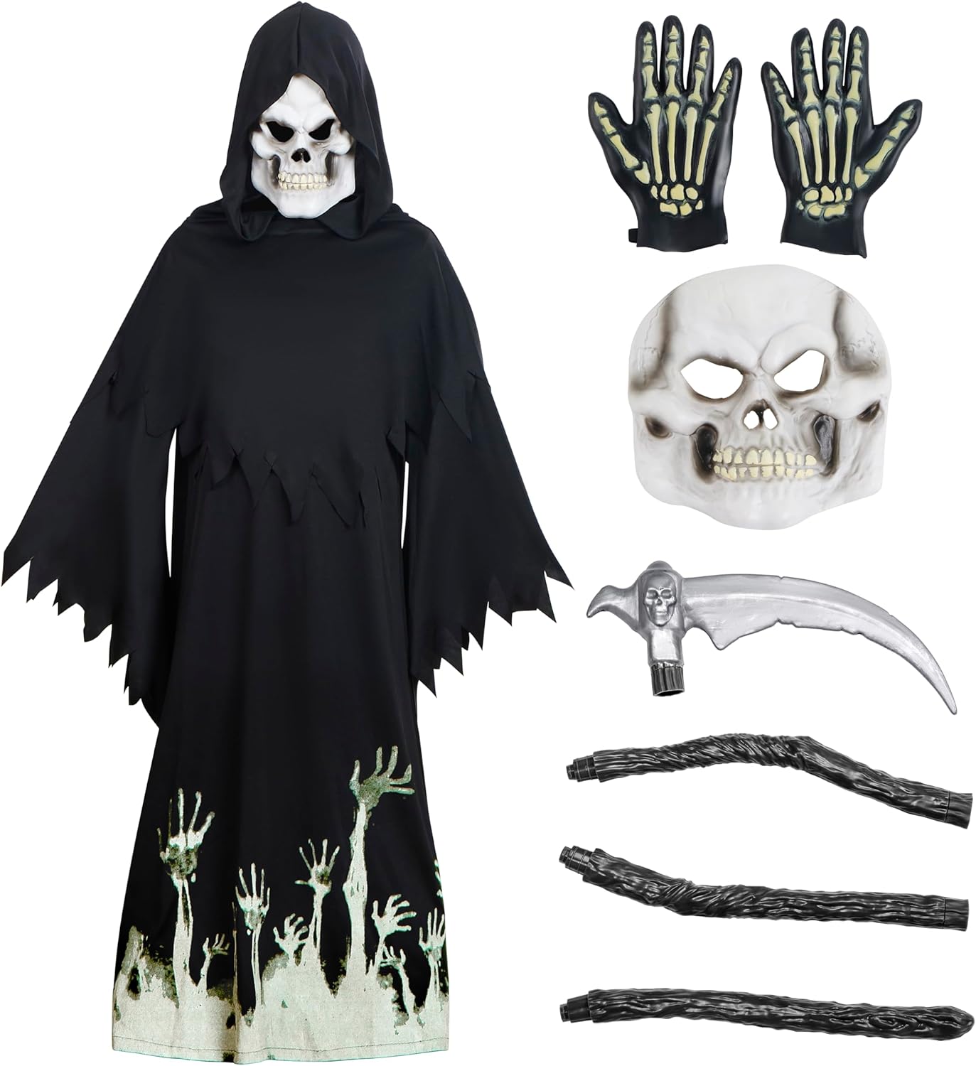 Glow-in-the-Dark Grim Reaper Costume for Boys