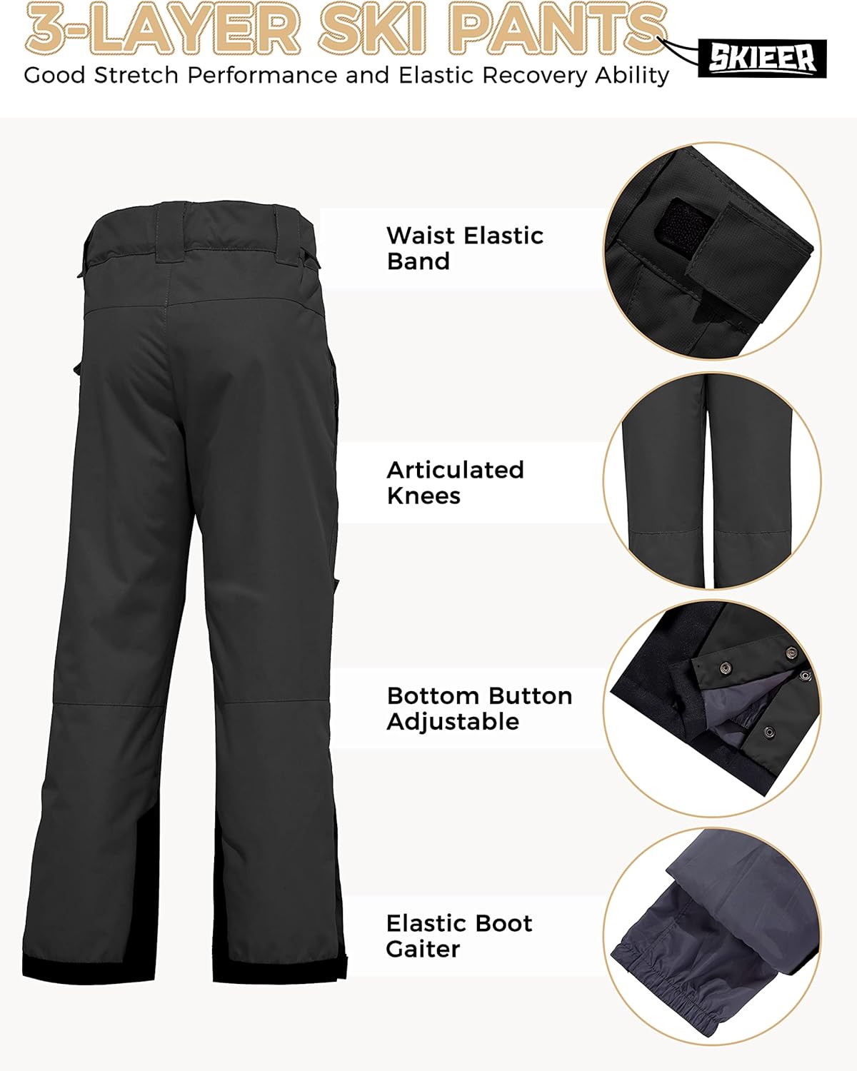 Skieer Girls Waterproof Ski Snow Pants