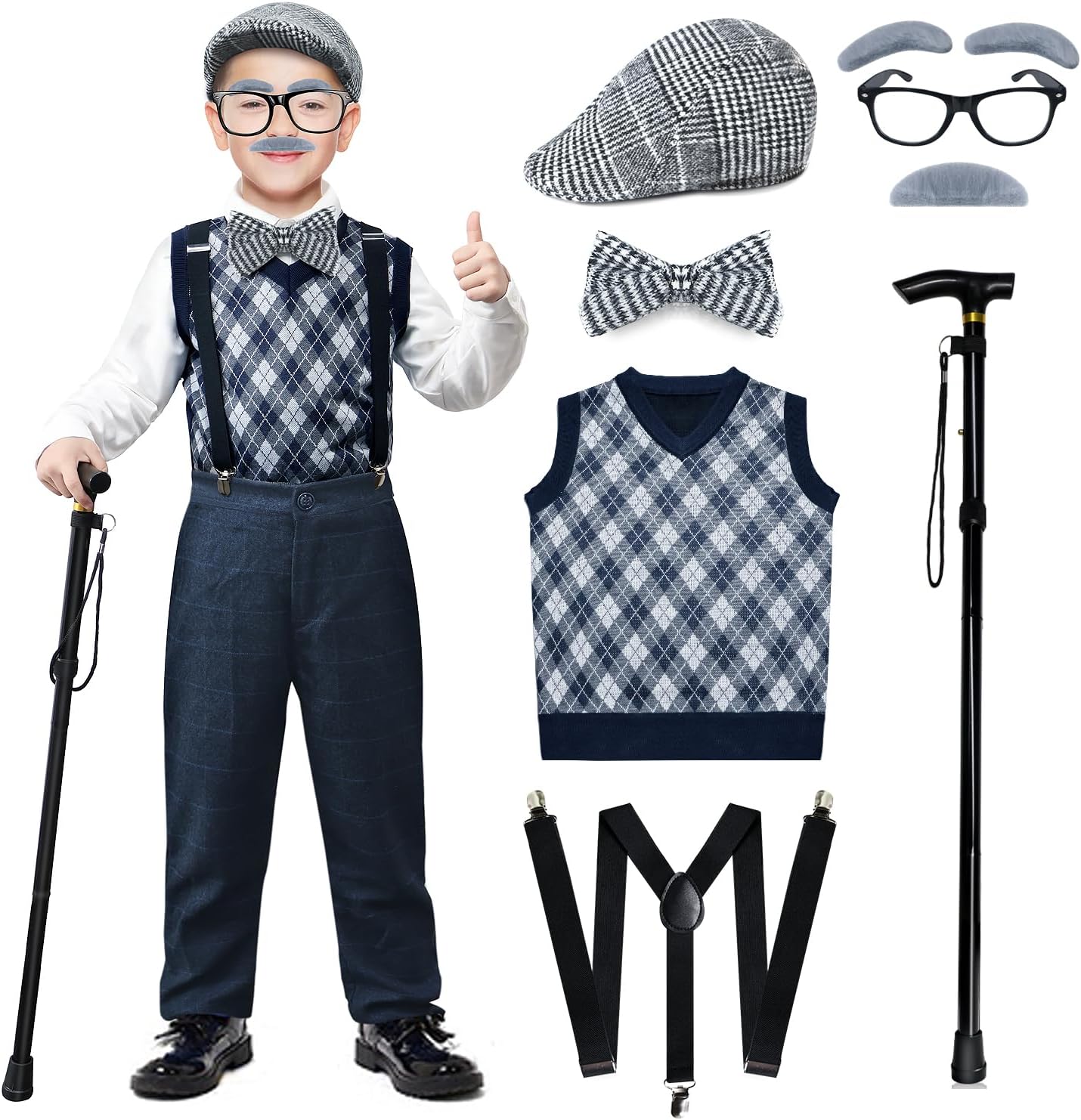 100 Days of School Costume Boys Grandpa