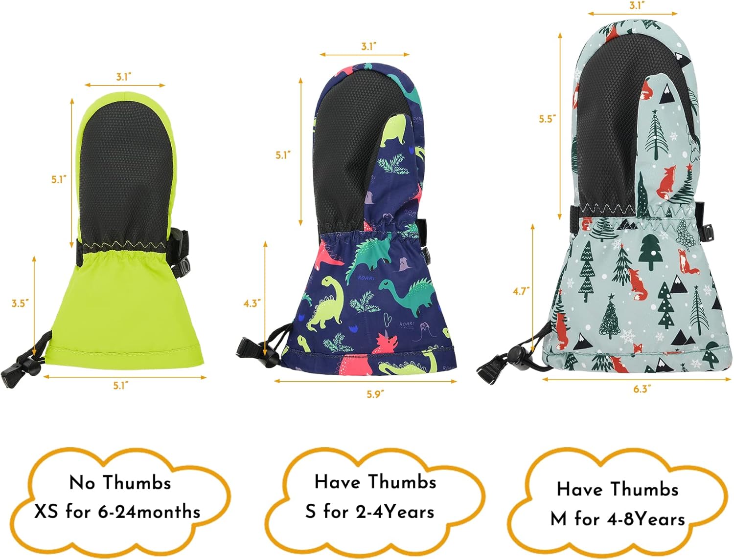 Zando Toddler Winter Ski Gloves