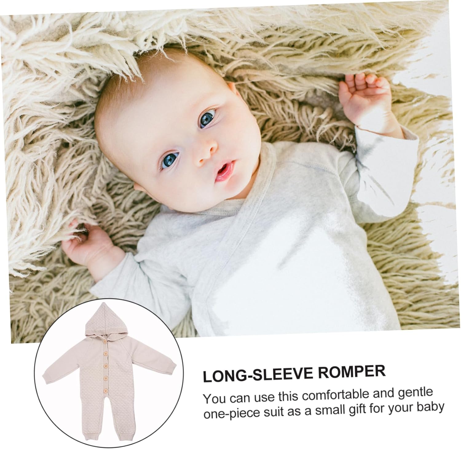 Newborn Baby Boy Romper Long Sleeve Jumpsuit with Hat