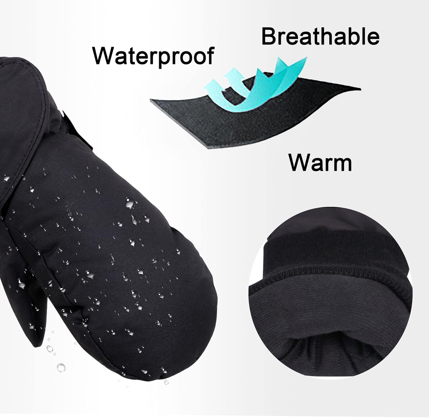 SimpliKids Kids Ski Mittens Waterproof Insulated Warm Gloves