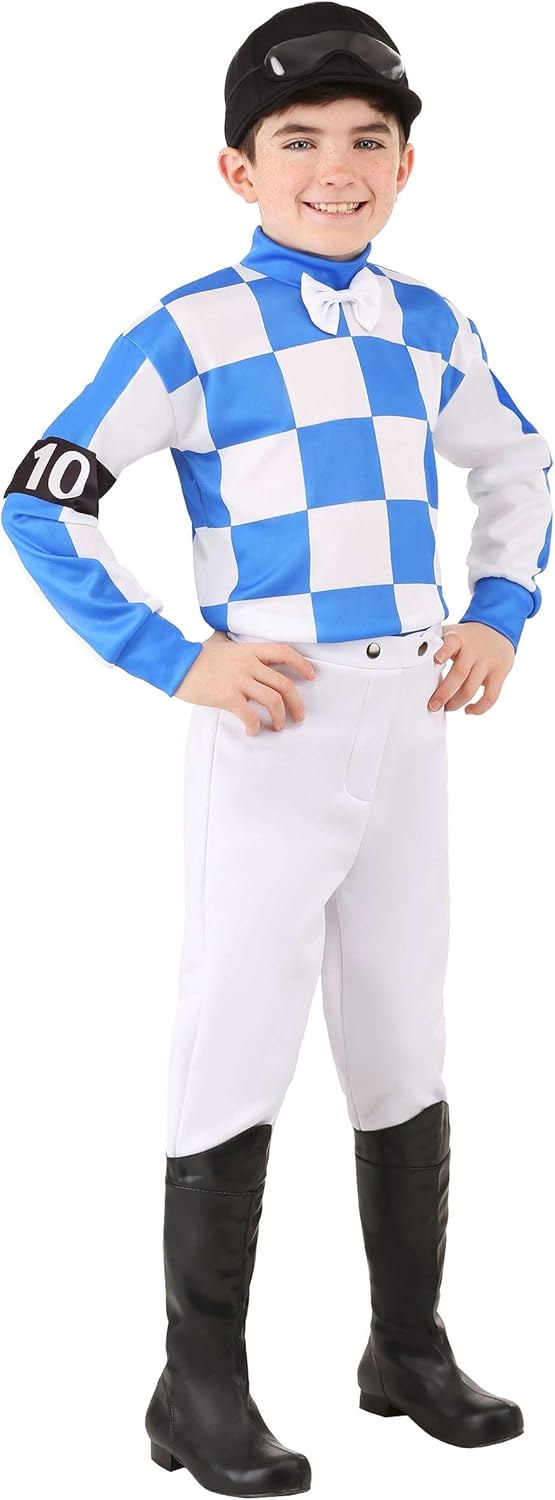 boys horse racer costumes for kids blue jockey attire