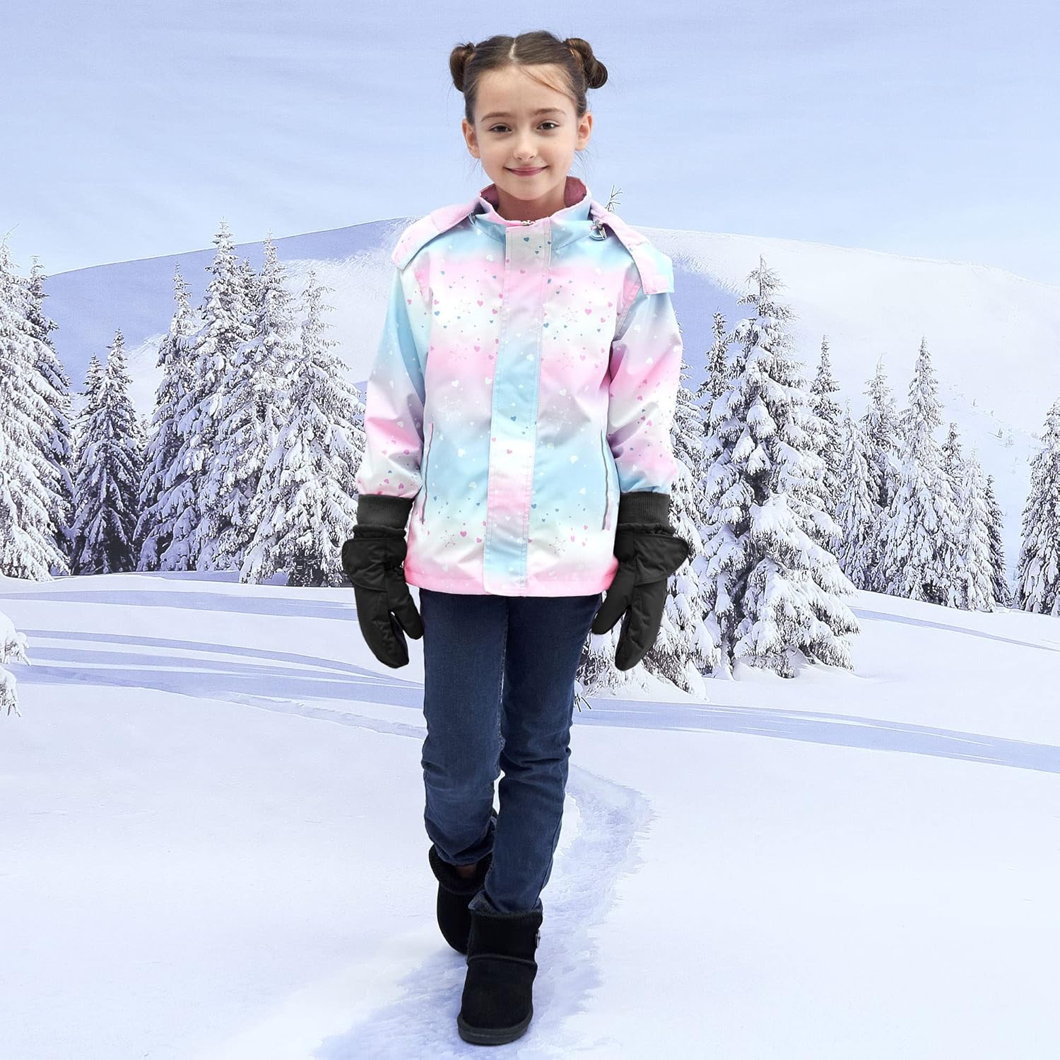 SimpliKids Kids Ski Mittens Waterproof Insulated Warm Gloves