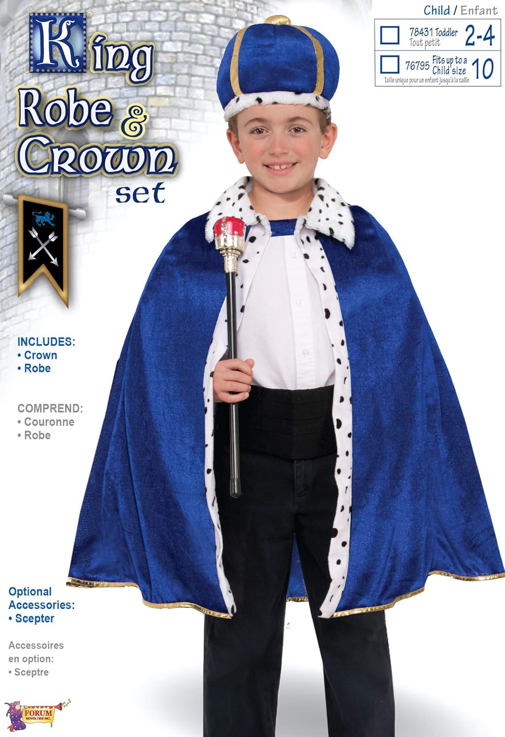 Royal Blue King Robe Crown Set