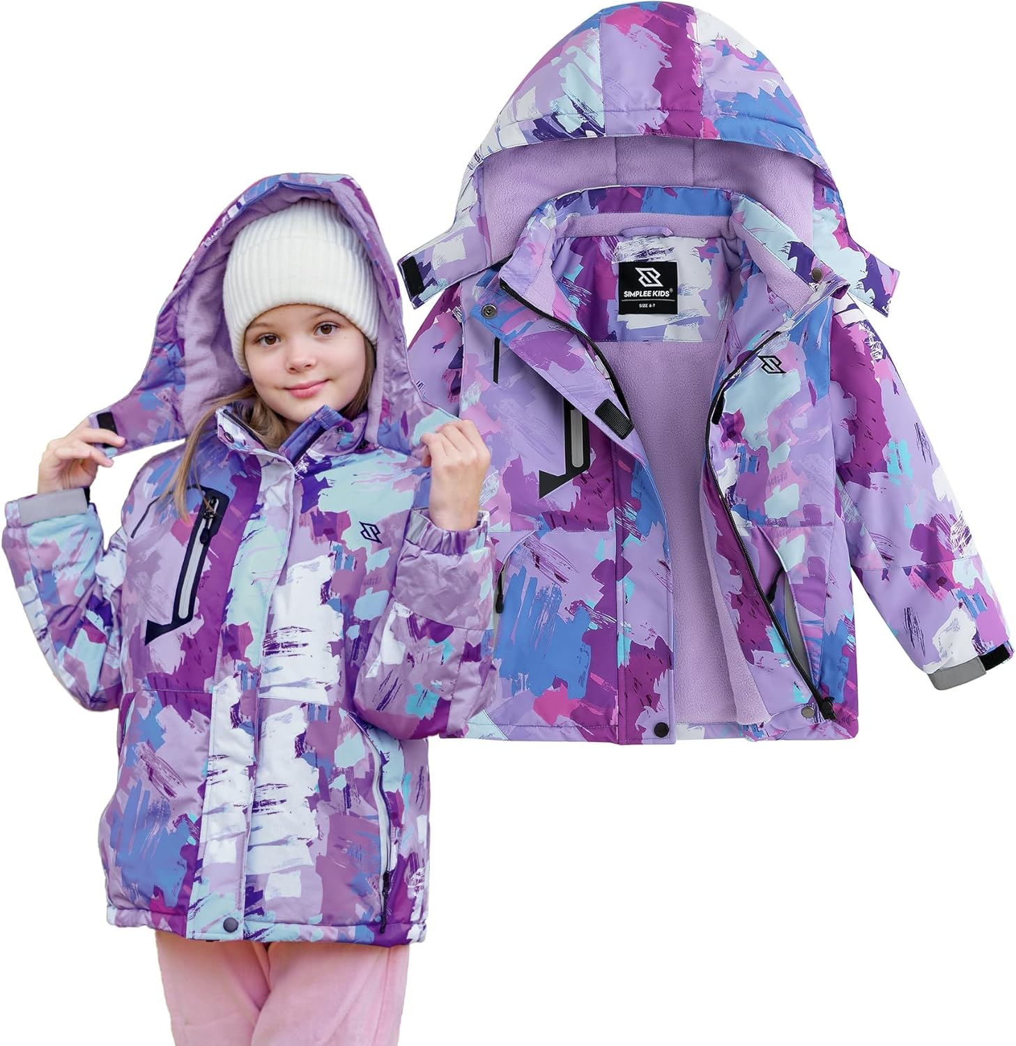 Simplee Kids Gender-Appropriate waterproof ski snow jacket for girls