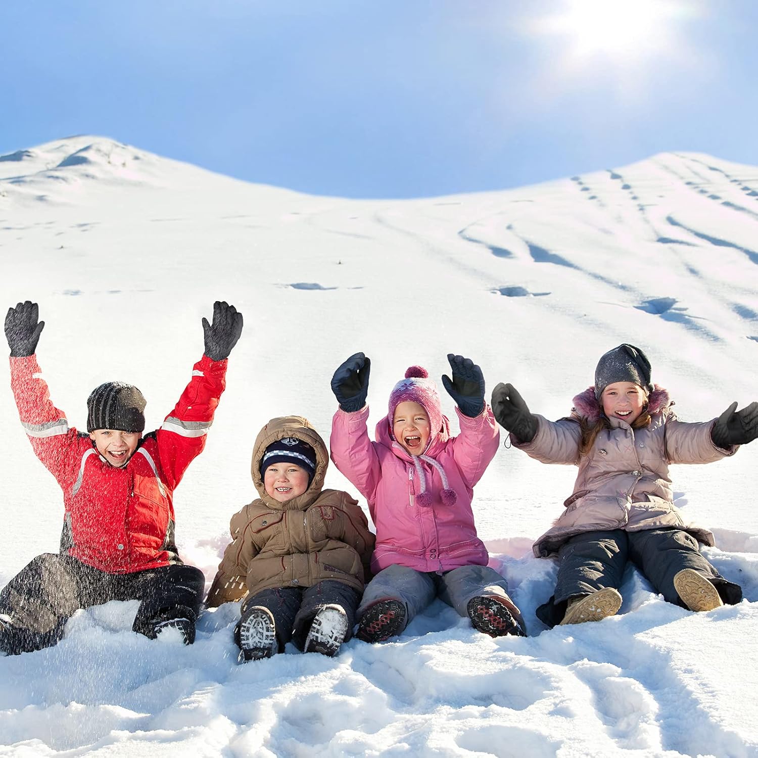 Geyoga Snow Gloves for Kids equipe geomtrica
