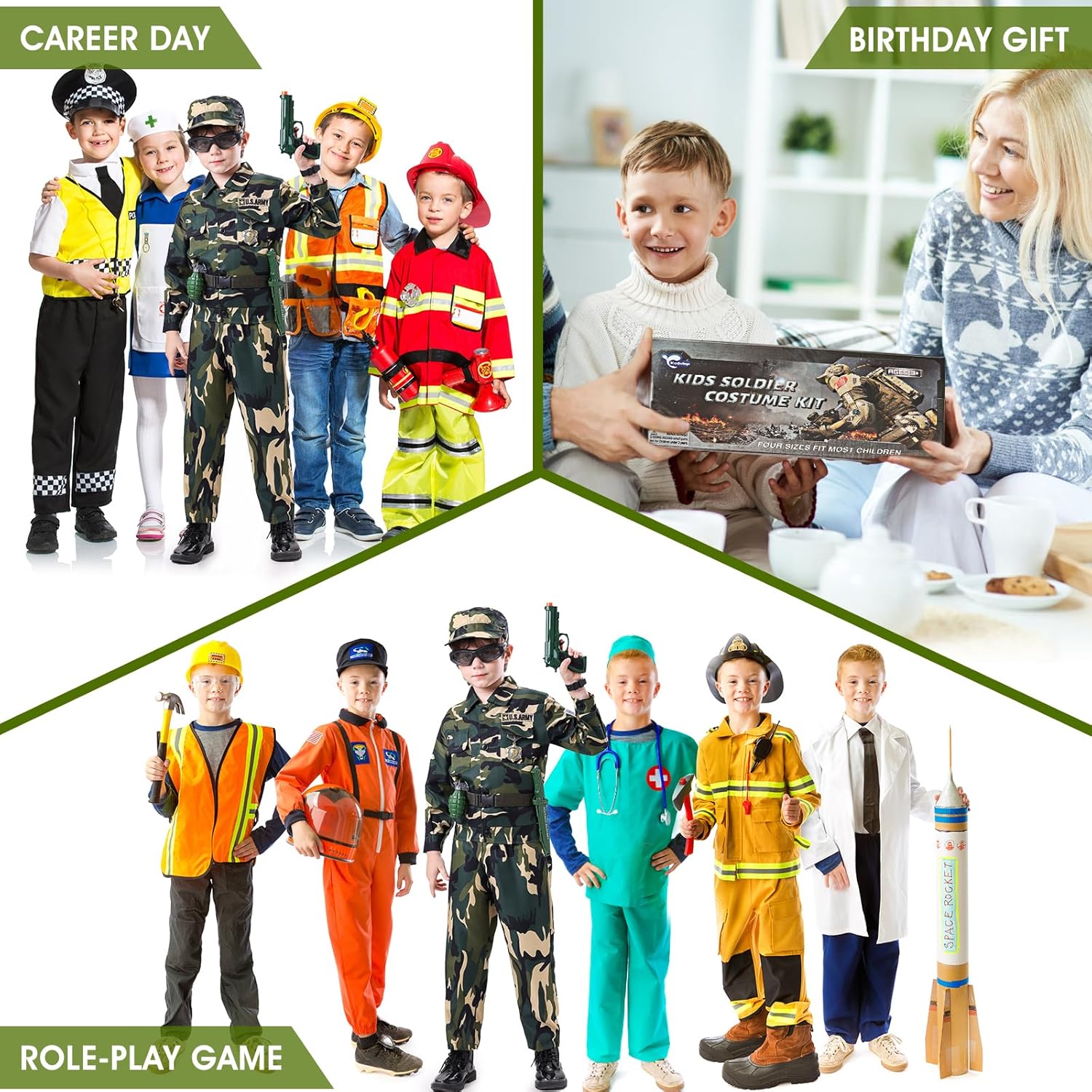14-Piece Army Costume Set for Kids with Accessories
