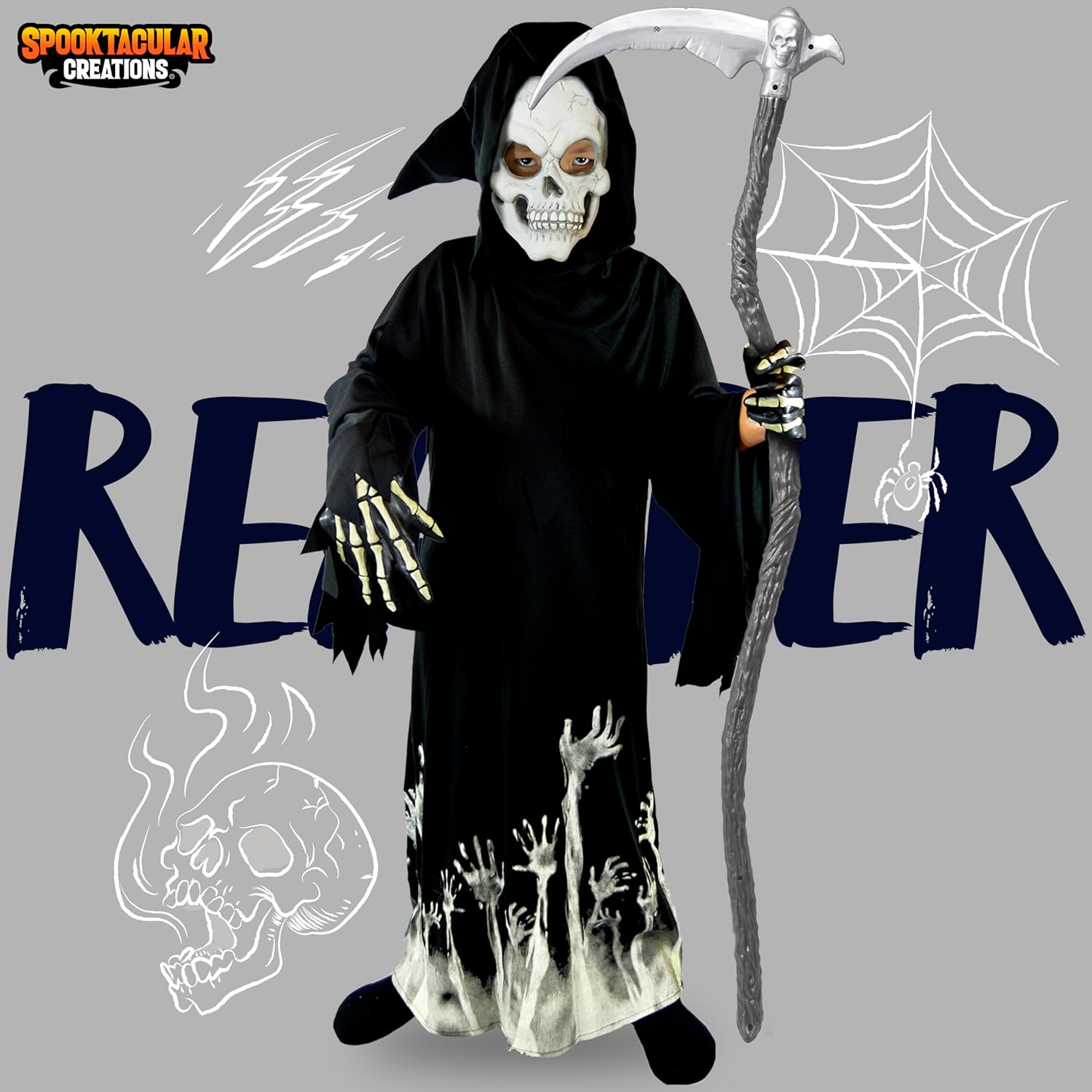 Glow-in-the-Dark Grim Reaper Costume for Boys