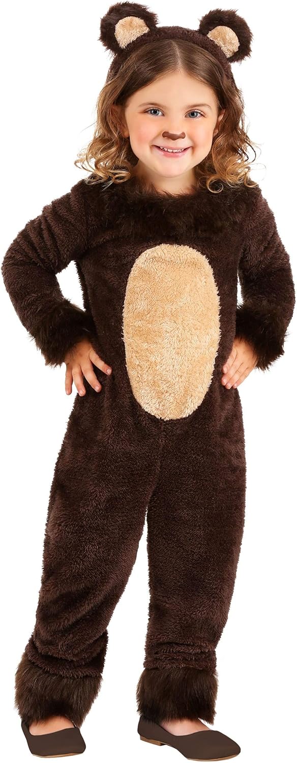 Toddler Brown Bear Costume with Hood and Jumpsuit
