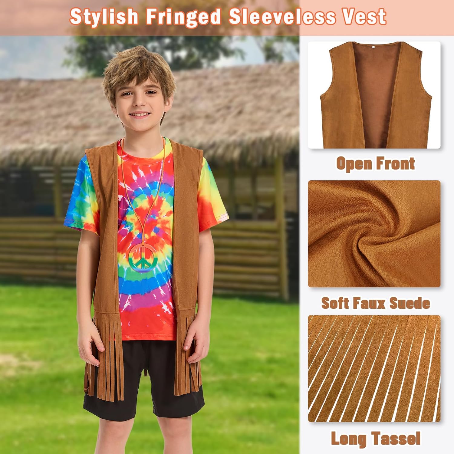 70s Boys Hippie Party Costumes Set